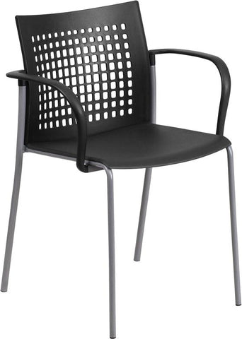 Flash Furniture HERCULES Series 551 lb. Capacity Black Stack Chair with Air-Vent Back and Arms - RUT-1-BK-GG