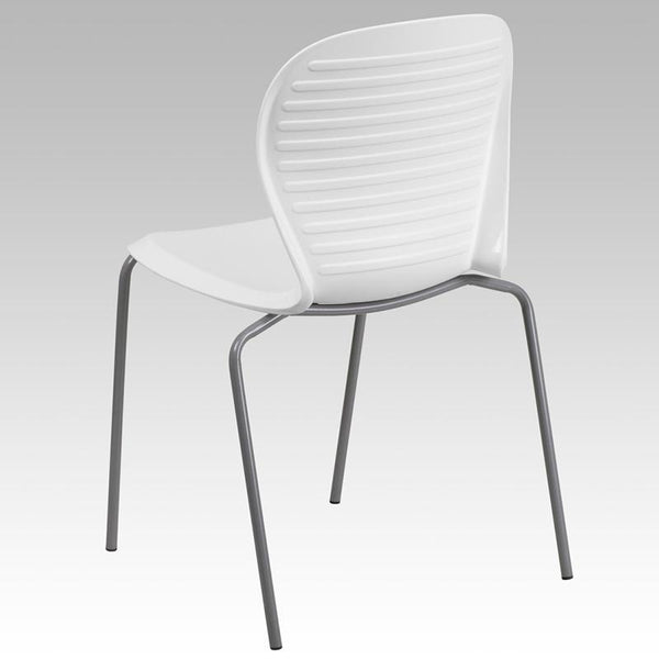 Flash Furniture HERCULES Series 551 lb. Capacity White Stack Chair - RUT-3-WH-GG