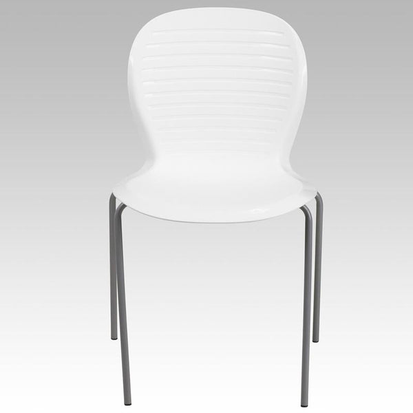 Flash Furniture HERCULES Series 551 lb. Capacity White Stack Chair - RUT-3-WH-GG