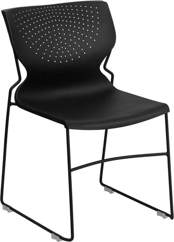 Flash Furniture HERCULES Series 661 lb. Capacity Black Full Back Stack Chair with Black Frame - RUT-438-BK-GG