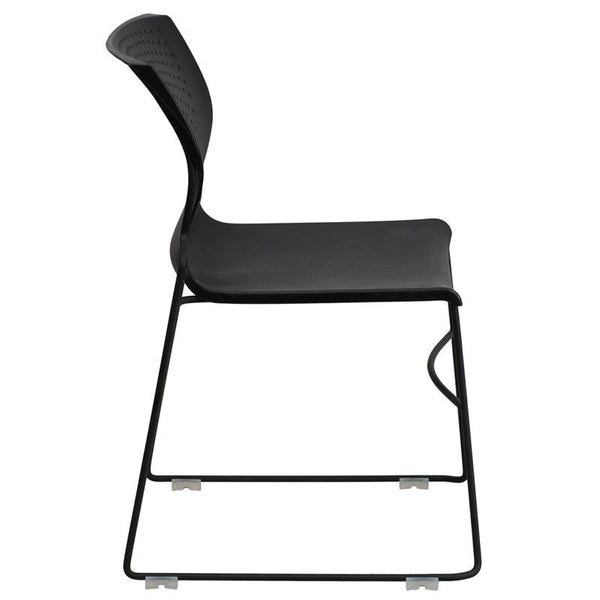 Flash Furniture HERCULES Series 661 lb. Capacity Black Full Back Stack Chair with Black Frame - RUT-438-BK-GG