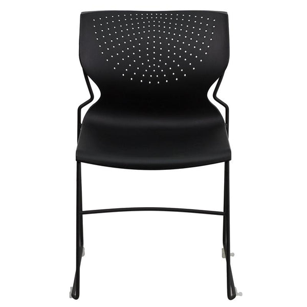 Flash Furniture HERCULES Series 661 lb. Capacity Black Full Back Stack Chair with Black Frame - RUT-438-BK-GG