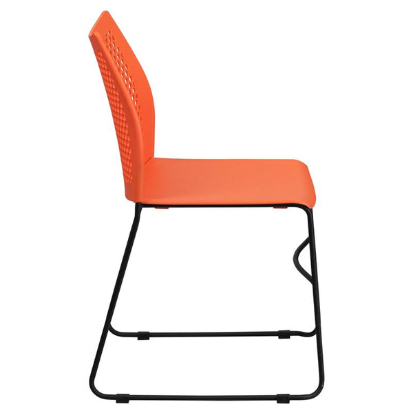 Flash Furniture HERCULES Series 661 lb. Capacity Orange Sled Base Stack Chair with Air-Vent Back - RUT-498A-ORANGE-GG