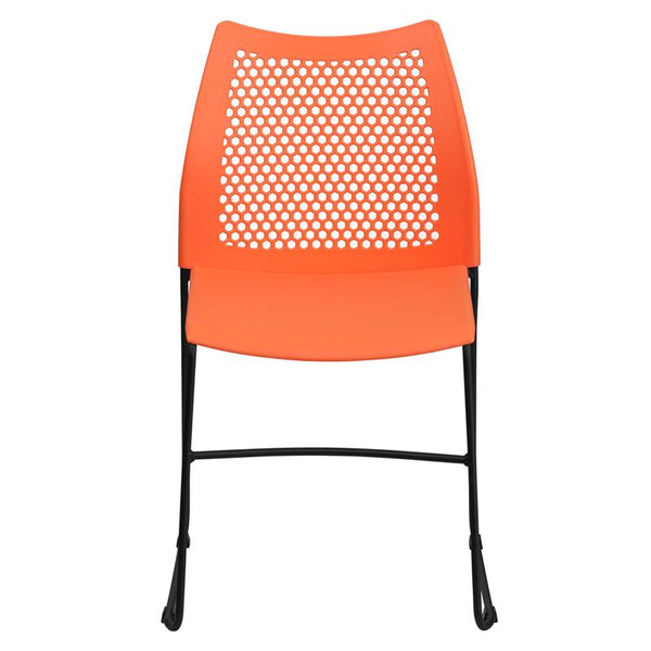 Flash Furniture HERCULES Series 661 lb. Capacity Orange Sled Base Stack Chair with Air-Vent Back - RUT-498A-ORANGE-GG