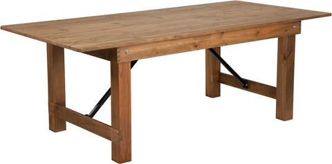 Flash Furniture HERCULES Series 7' x 40" Rectangular Antique Rustic Solid Pine Folding Farm Table - XA-F-84X40-GG