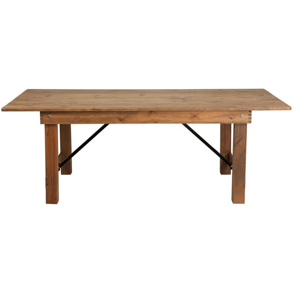 Flash Furniture HERCULES Series 7' x 40" Rectangular Antique Rustic Solid Pine Folding Farm Table - XA-F-84X40-GG