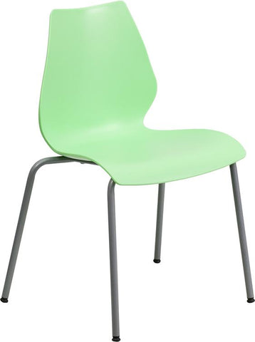 Flash Furniture HERCULES Series 770 lb. Capacity Green Stack Chair with Lumbar Support and Silver Frame - RUT-288-GREEN-GG