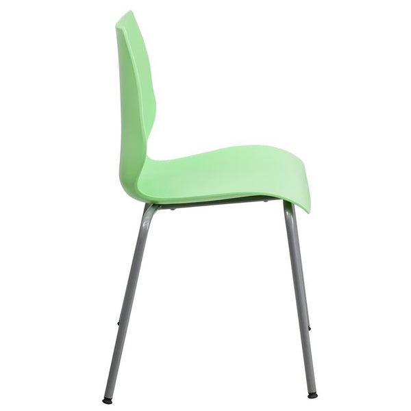 Flash Furniture HERCULES Series 770 lb. Capacity Green Stack Chair with Lumbar Support and Silver Frame - RUT-288-GREEN-GG