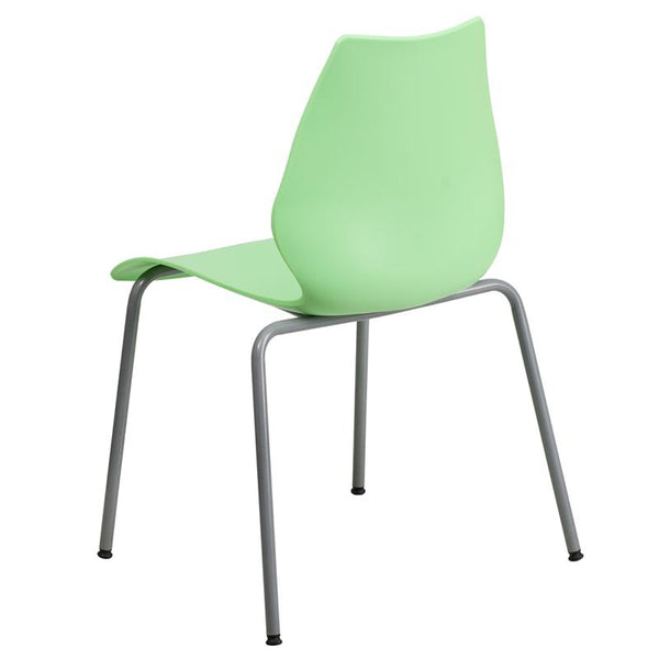 Flash Furniture HERCULES Series 770 lb. Capacity Green Stack Chair with Lumbar Support and Silver Frame - RUT-288-GREEN-GG