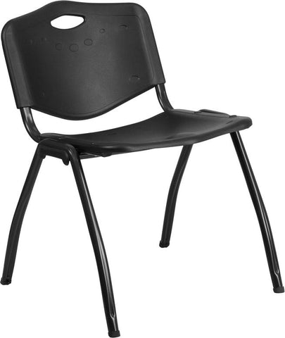 Flash Furniture HERCULES Series 880 lb. Capacity Black Plastic Stack Chair - RUT-D01-BK-GG