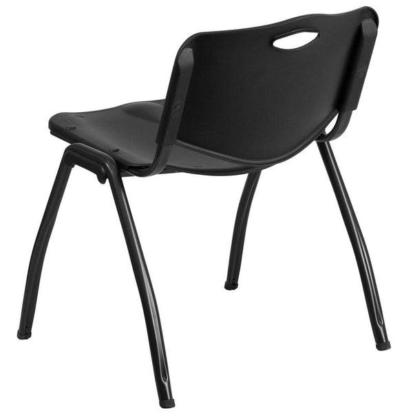 Flash Furniture HERCULES Series 880 lb. Capacity Black Plastic Stack Chair - RUT-D01-BK-GG