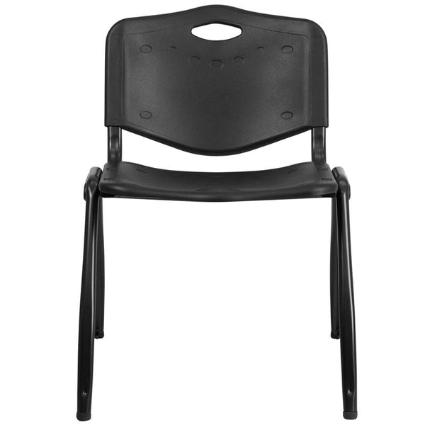 Flash Furniture HERCULES Series 880 lb. Capacity Black Plastic Stack Chair - RUT-D01-BK-GG