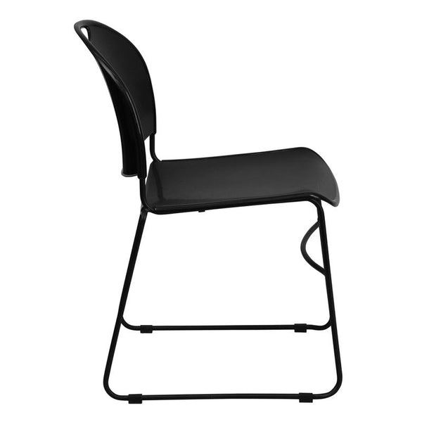 Flash Furniture HERCULES Series 880 lb. Capacity Black Ultra-Compact Stack Chair with Black Frame - RUT-188-BK-GG