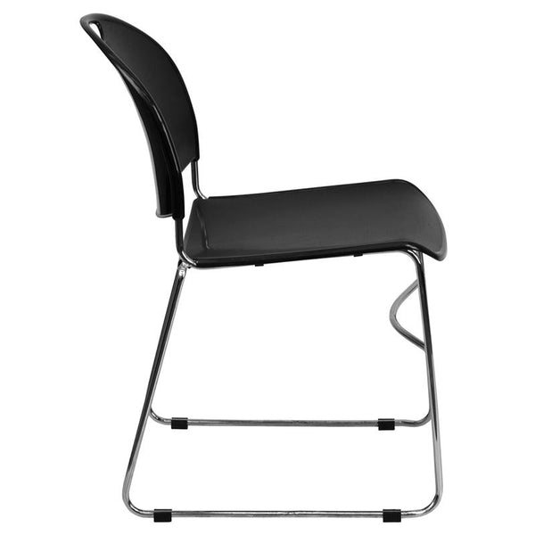 Flash Furniture HERCULES Series 880 lb. Capacity Black Ultra-Compact Stack Chair with Chrome Frame - RUT-188-BK-CHR-GG