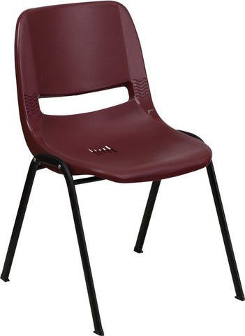 Flash Furniture HERCULES Series 880 lb. Capacity Burgundy Ergonomic Shell Stack Chair - RUT-EO1-BY-GG