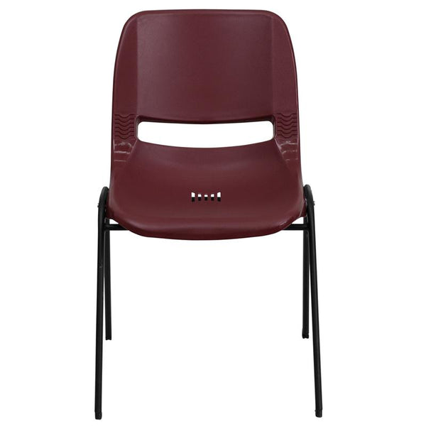 Flash Furniture HERCULES Series 880 lb. Capacity Burgundy Ergonomic Shell Stack Chair - RUT-EO1-BY-GG