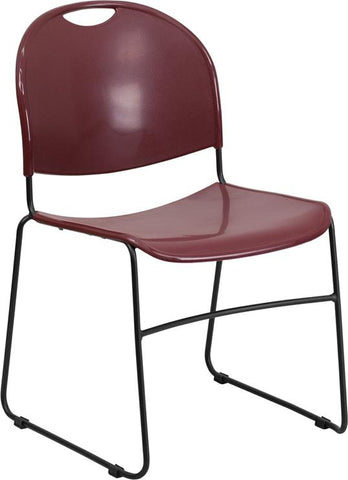 Flash Furniture HERCULES Series 880 lb. Capacity Burgundy Ultra-Compact Stack Chair with Black Frame - RUT-188-BY-GG