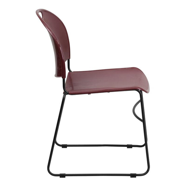 Flash Furniture HERCULES Series 880 lb. Capacity Burgundy Ultra-Compact Stack Chair with Black Frame - RUT-188-BY-GG