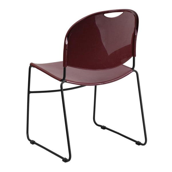 Flash Furniture HERCULES Series 880 lb. Capacity Burgundy Ultra-Compact Stack Chair with Black Frame - RUT-188-BY-GG