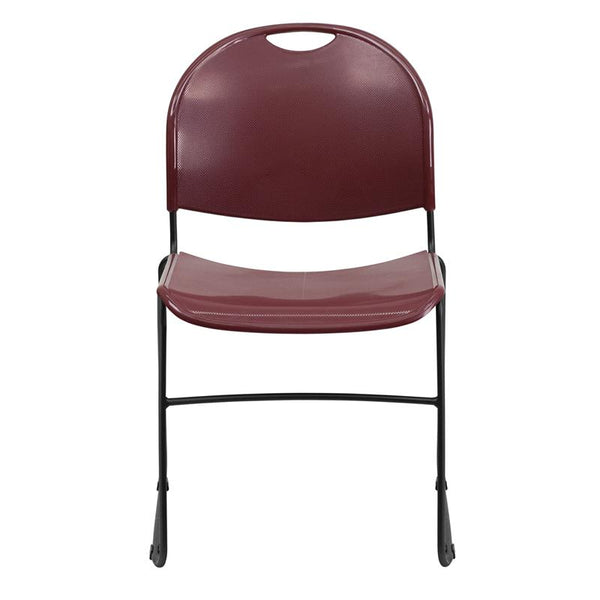 Flash Furniture HERCULES Series 880 lb. Capacity Burgundy Ultra-Compact Stack Chair with Black Frame - RUT-188-BY-GG