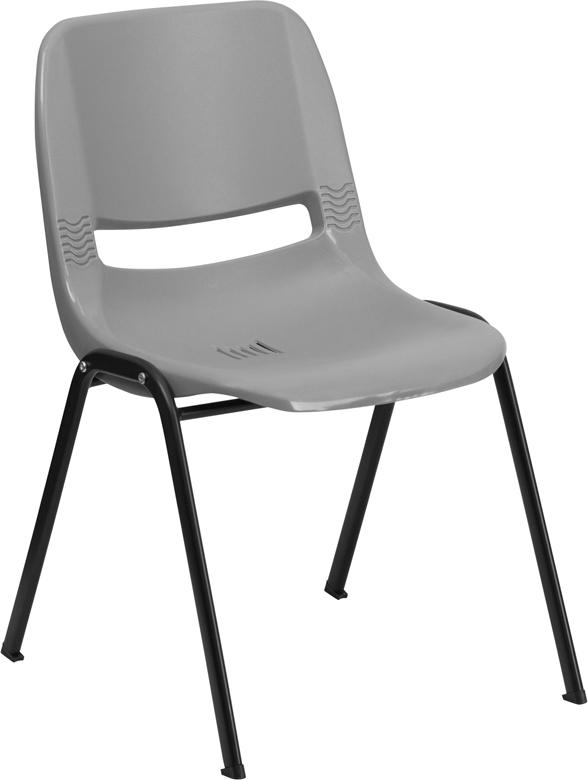 Flash Furniture HERCULES Series 880 lb. Capacity Gray Ergonomic Shell Stack Chair - RUT-EO1-GY-GG