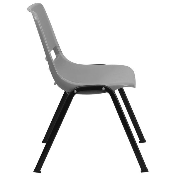 Flash Furniture HERCULES Series 880 lb. Capacity Gray Ergonomic Shell Stack Chair - RUT-EO1-GY-GG