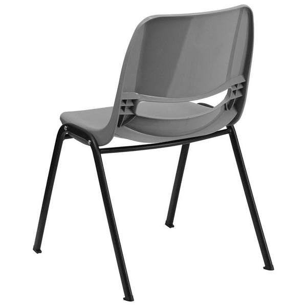 Flash Furniture HERCULES Series 880 lb. Capacity Gray Ergonomic Shell Stack Chair - RUT-EO1-GY-GG