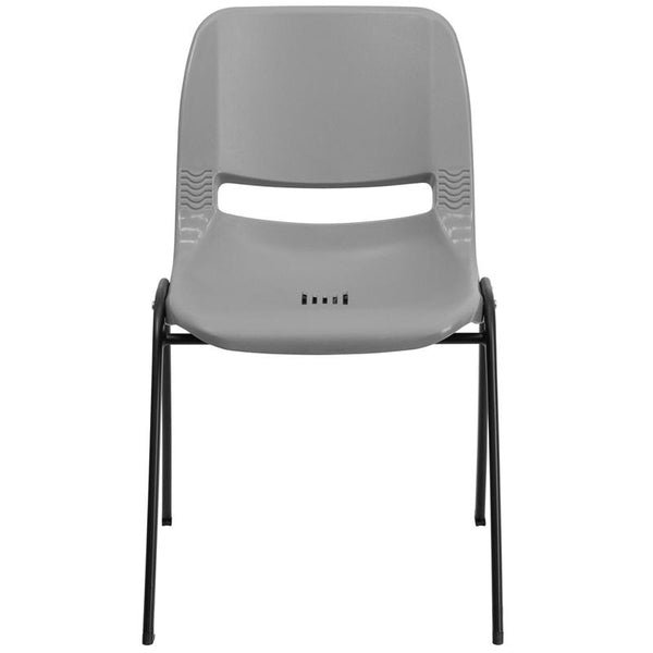 Flash Furniture HERCULES Series 880 lb. Capacity Gray Ergonomic Shell Stack Chair - RUT-EO1-GY-GG