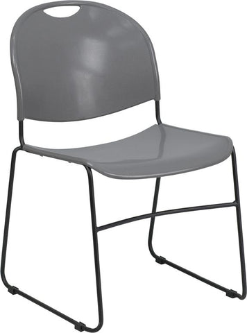 Flash Furniture HERCULES Series 880 lb. Capacity Gray Ultra-Compact Stack Chair with Black Frame - RUT-188-GY-GG