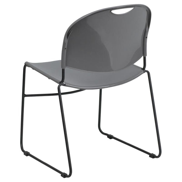 Flash Furniture HERCULES Series 880 lb. Capacity Gray Ultra-Compact Stack Chair with Black Frame - RUT-188-GY-GG