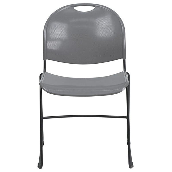 Flash Furniture HERCULES Series 880 lb. Capacity Gray Ultra-Compact Stack Chair with Black Frame - RUT-188-GY-GG
