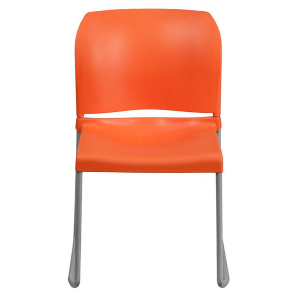 Flash Furniture HERCULES Series 880 lb. Capacity Orange Full Back Contoured Stack Chair with Sled Base, - RUT-238A-OR-GG