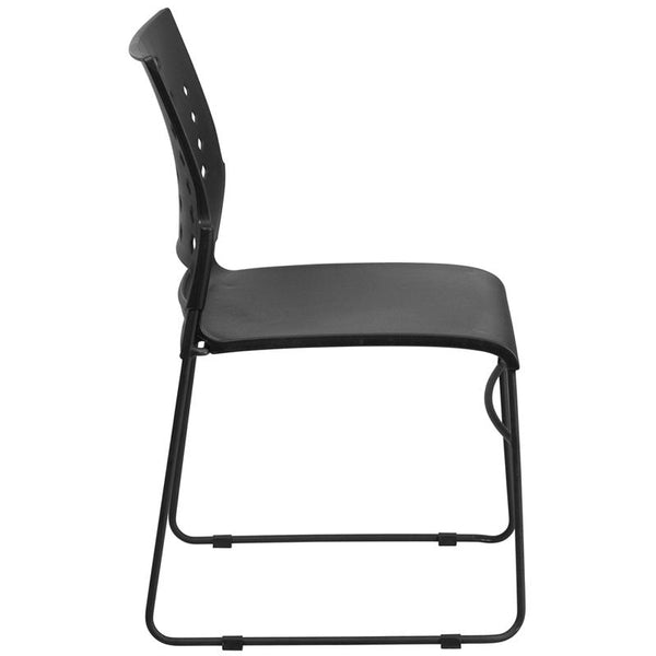 Flash Furniture HERCULES Series 881 lb. Capacity Black Sled Base Stack Chair with Air-Vent Back - RUT-2-BK-GG