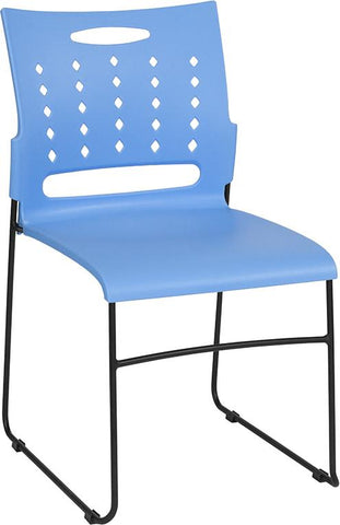 Flash Furniture HERCULES Series 881 lb. Capacity Blue Sled Base Stack Chair with Air-Vent Back - RUT-2-BL-GG