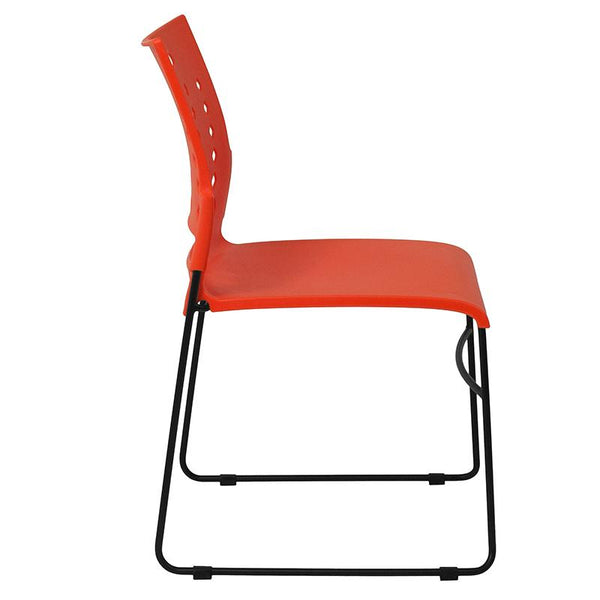 Flash Furniture HERCULES Series 881 lb. Capacity Orange Sled Base Stack Chair with Air-Vent Back - RUT-2-OR-GG