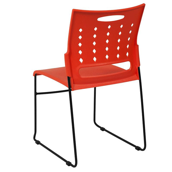 Flash Furniture HERCULES Series 881 lb. Capacity Orange Sled Base Stack Chair with Air-Vent Back - RUT-2-OR-GG