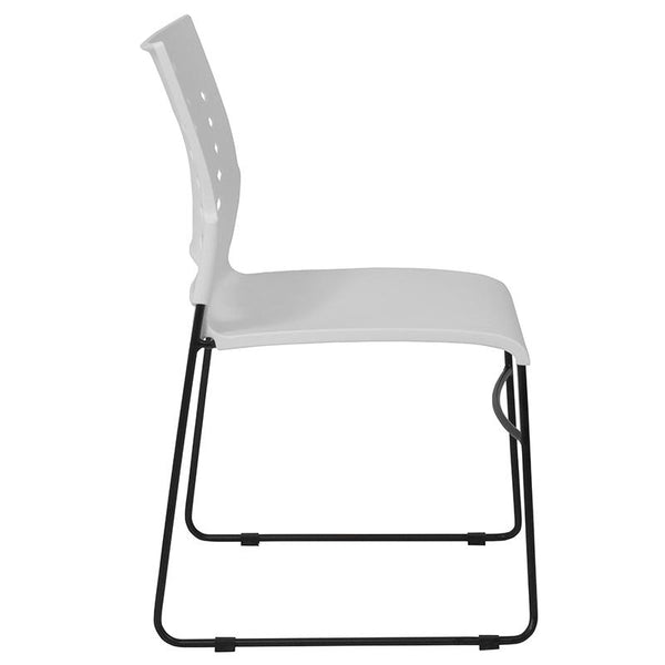 Flash Furniture HERCULES Series 881 lb. Capacity White Sled Base Stack Chair with Air-Vent Back - RUT-2-WH-GG