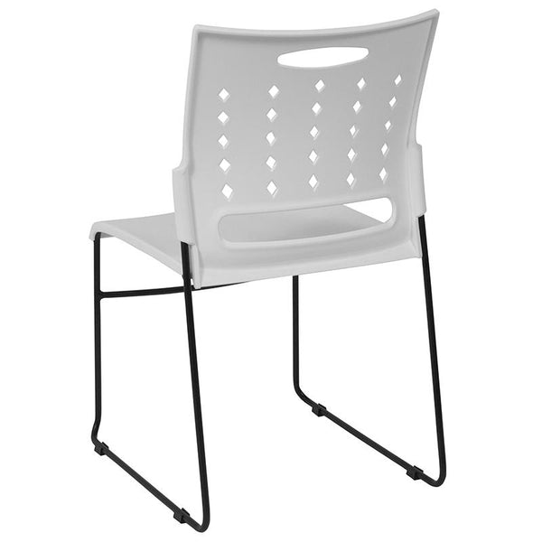 Flash Furniture HERCULES Series 881 lb. Capacity White Sled Base Stack Chair with Air-Vent Back - RUT-2-WH-GG