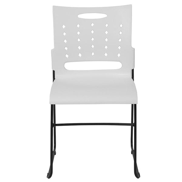 Flash Furniture HERCULES Series 881 lb. Capacity White Sled Base Stack Chair with Air-Vent Back - RUT-2-WH-GG