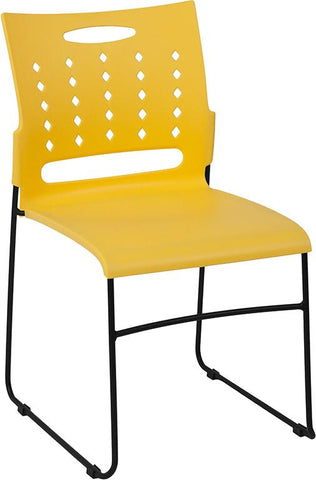 Flash Furniture HERCULES Series 881 lb. Capacity Yellow Sled Base Stack Chair with Air-Vent Back - RUT-2-YL-GG