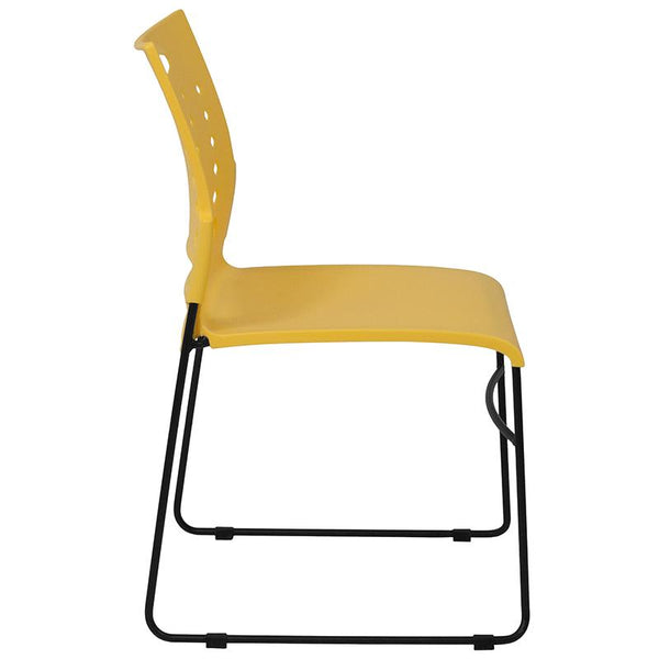 Flash Furniture HERCULES Series 881 lb. Capacity Yellow Sled Base Stack Chair with Air-Vent Back - RUT-2-YL-GG