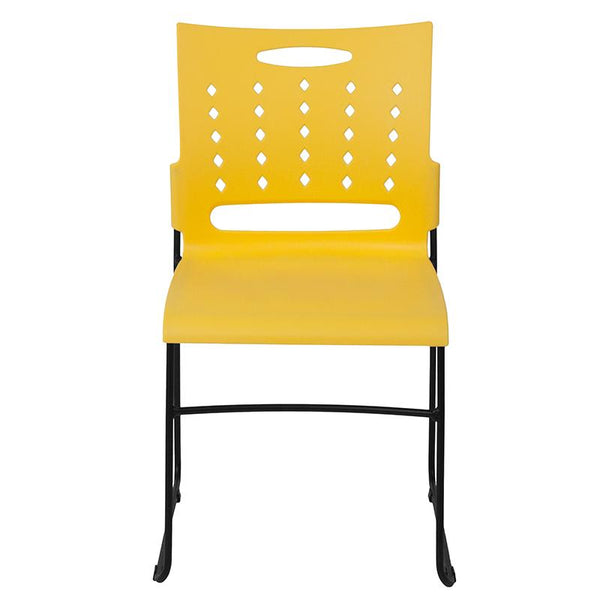 Flash Furniture HERCULES Series 881 lb. Capacity Yellow Sled Base Stack Chair with Air-Vent Back - RUT-2-YL-GG