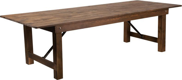 Flash Furniture HERCULES Series 9' x 40" Rectangular Antique Rustic Solid Pine Folding Farm Table - XA-F-108X40-GG