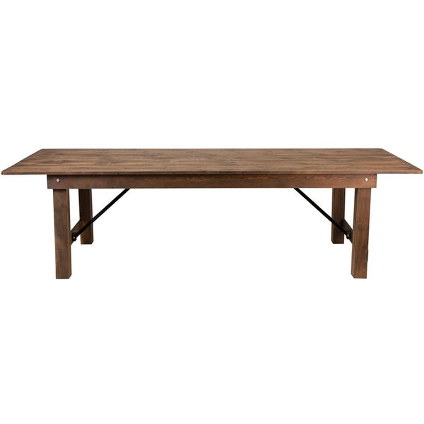 Flash Furniture HERCULES Series 9' x 40" Rectangular Antique Rustic Solid Pine Folding Farm Table - XA-F-108X40-GG