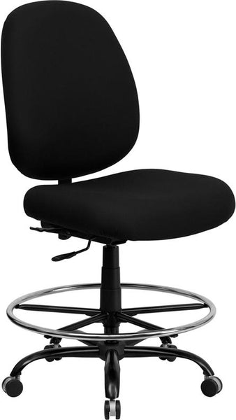 Flash Furniture HERCULES Series Big & Tall 400 lb. Rated Black Fabric Drafting Chair with Adjustable Back Height - WL-715MG-BK-D-GG