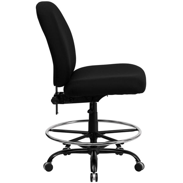 Flash Furniture HERCULES Series Big & Tall 400 lb. Rated Black Fabric Drafting Chair with Adjustable Back Height - WL-715MG-BK-D-GG