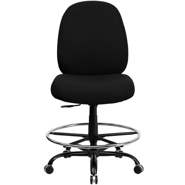 Flash Furniture HERCULES Series Big & Tall 400 lb. Rated Black Fabric Drafting Chair with Adjustable Back Height - WL-715MG-BK-D-GG