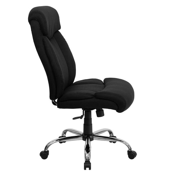 Flash Furniture HERCULES Series Big & Tall 400 lb. Rated Black Fabric Executive Swivel Chair and Chrome Base - GO-1235-BK-FAB-GG