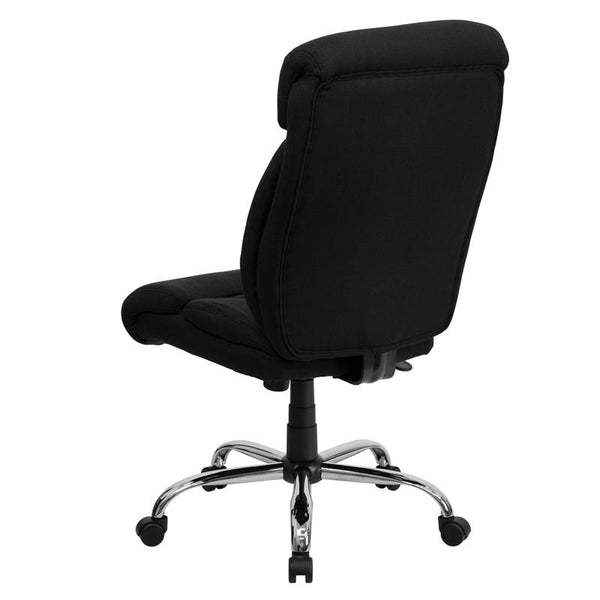 Flash Furniture HERCULES Series Big & Tall 400 lb. Rated Black Fabric Executive Swivel Chair and Chrome Base - GO-1235-BK-FAB-GG