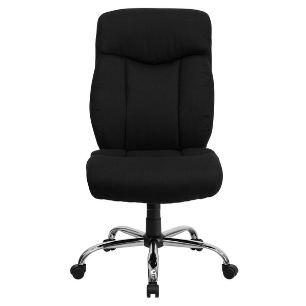 Flash Furniture HERCULES Series Big & Tall 400 lb. Rated Black Fabric Executive Swivel Chair and Chrome Base - GO-1235-BK-FAB-GG